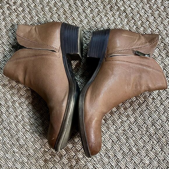 Lucky Brand Boots 9.5 Basel Brown Ankle Boots Double Zip Leather Western Boho - Picture 3 of 8